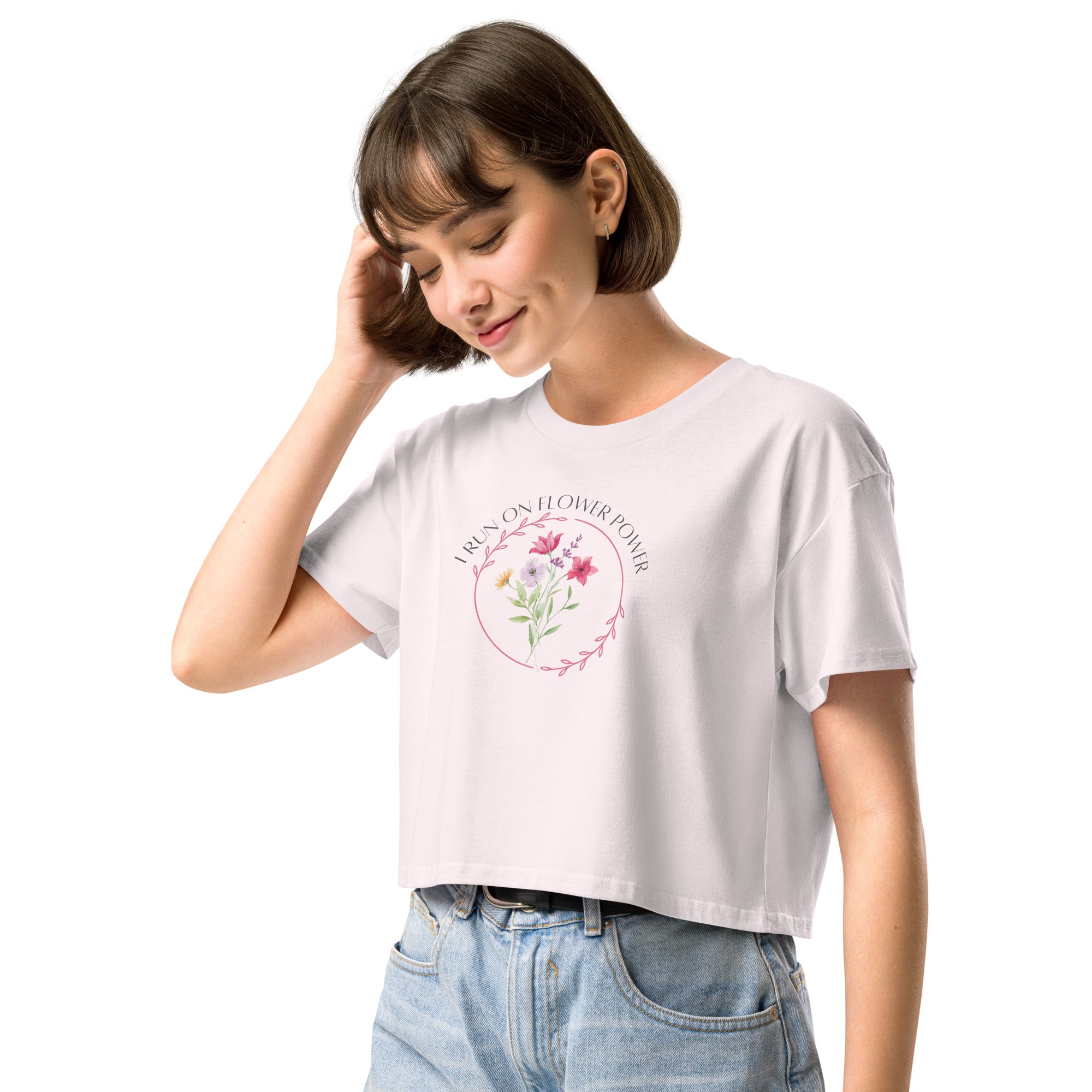 flower print womens tshirt crop top