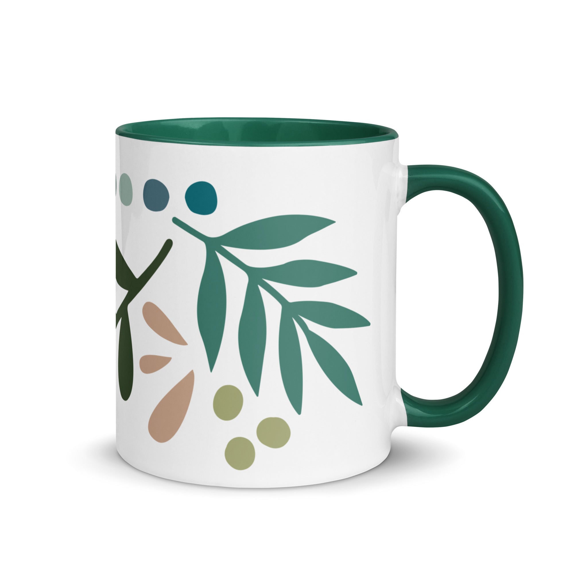 green leaf print mug