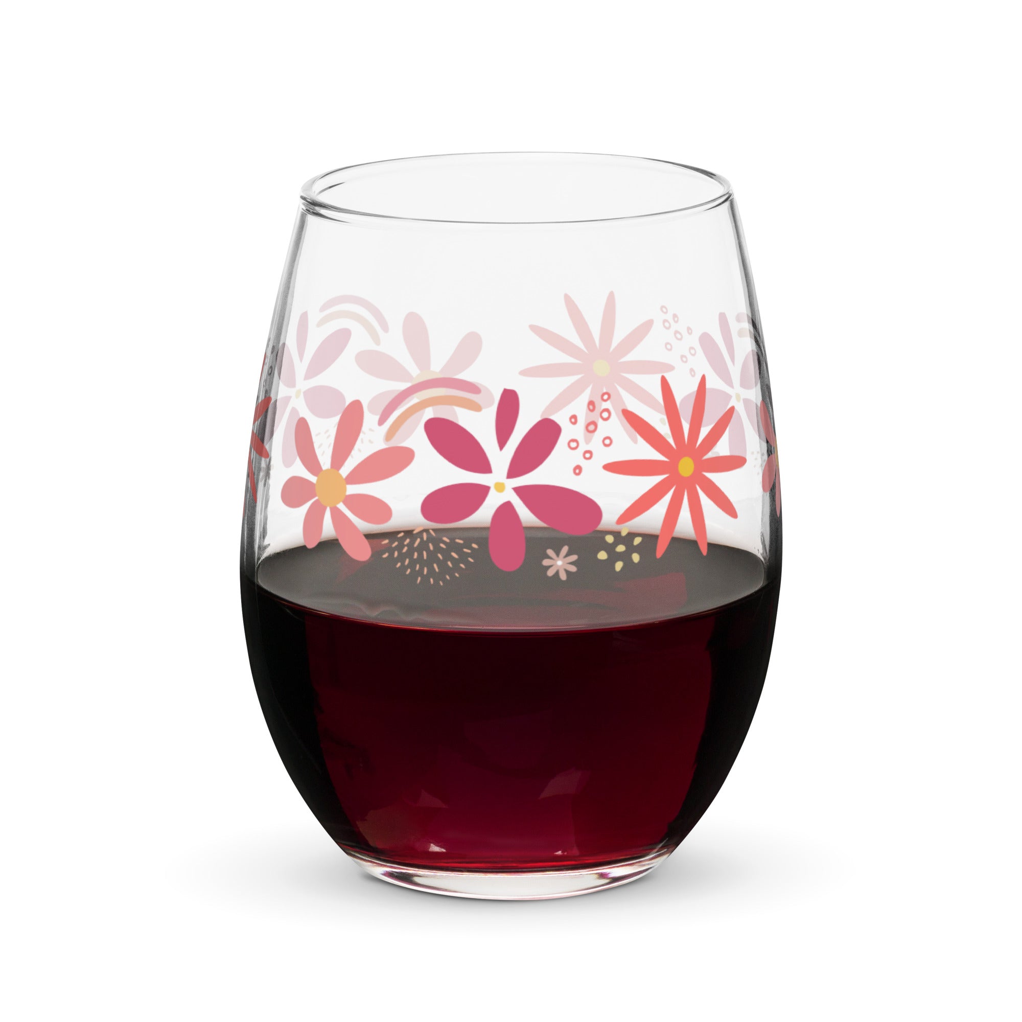 pink flower wine glasses