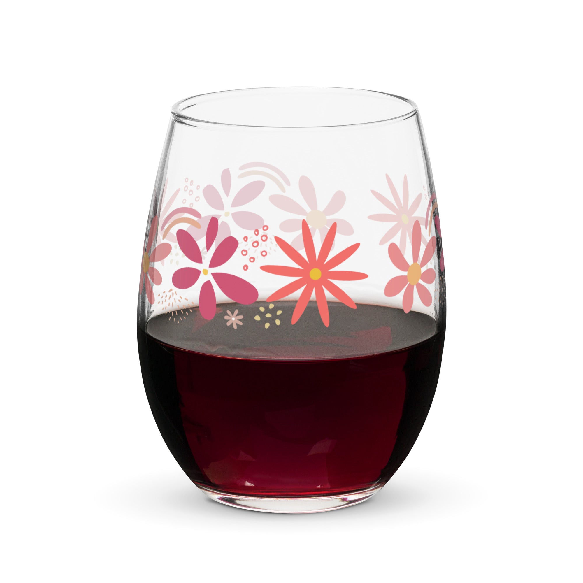 pink flower wine glasses