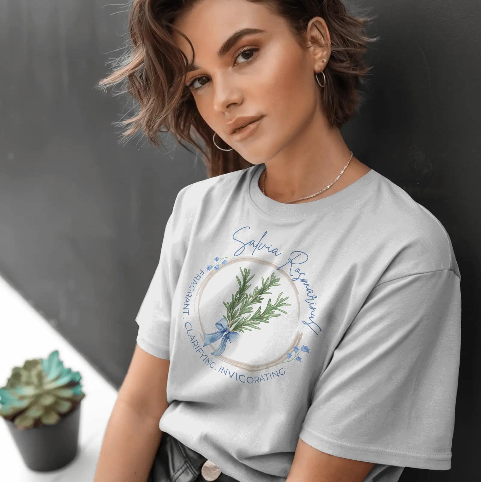 Rosemary Scientific Name Botanical Print T-Shirt