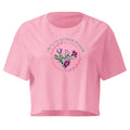 womens pink crop top with flower logo