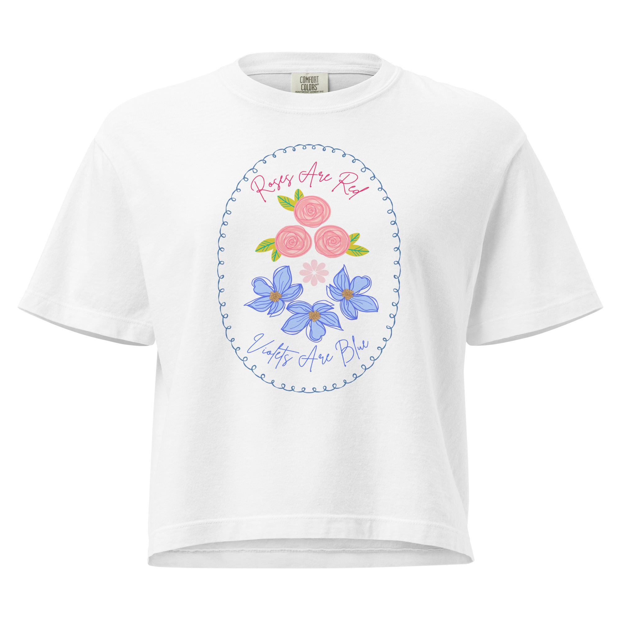 roses are red violets are blue floral white t shirt 
